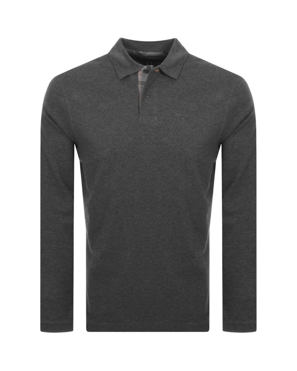 Barbour Gray Sports Long Sleeve Polo T Shirt for men