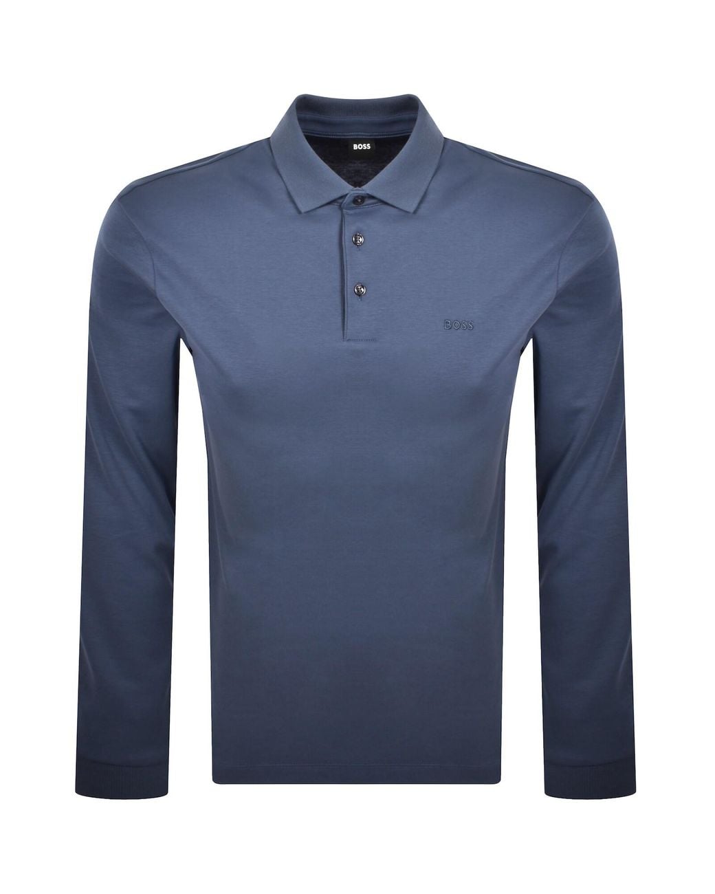 BOSS BUSINESS Blue Boss Pado 30 Long Sleeved Polo T Shirt for men