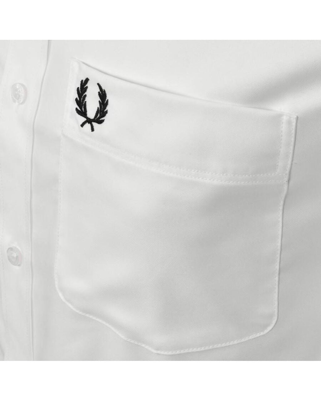 Fred Perry White Long Sleeved Oxford Shirt for men