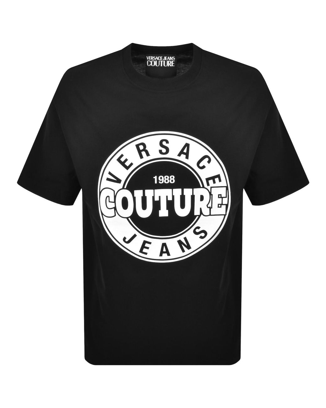 Versace Jeans Black Couture Logo Round T Shirt for men