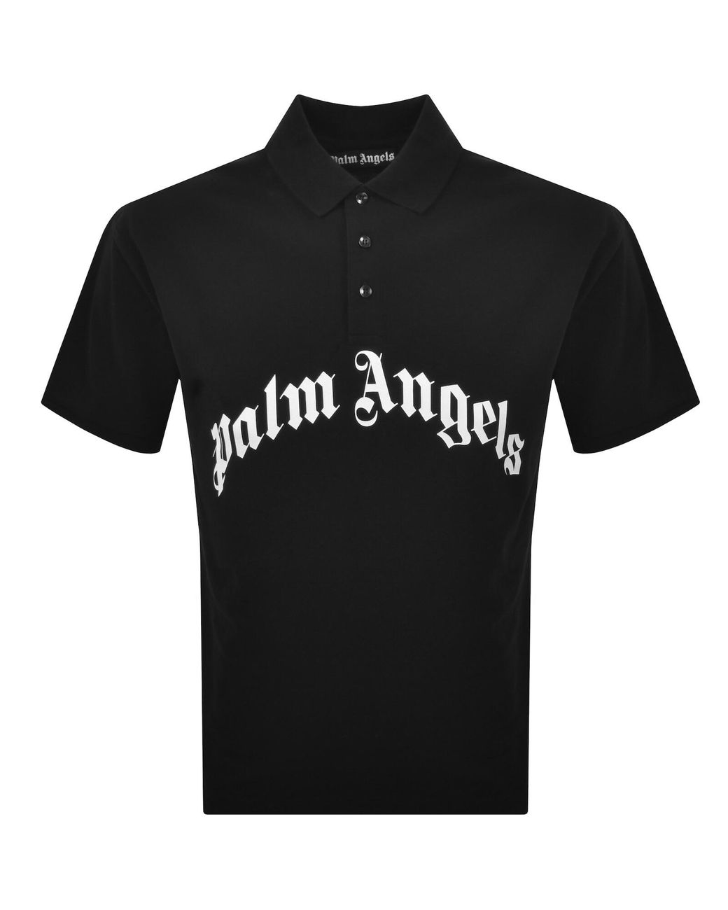 Palm Angels Black Curved Logo Polo for men