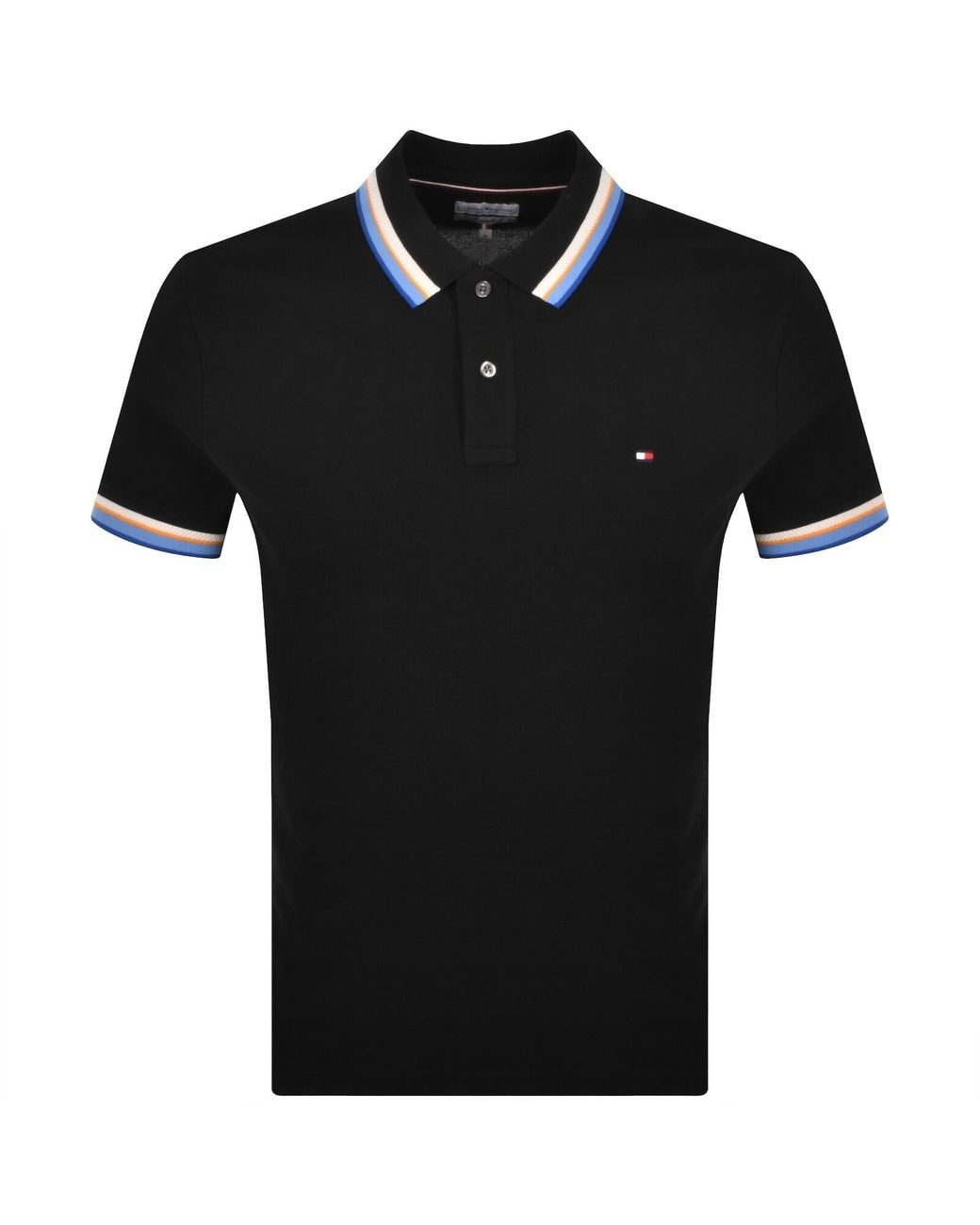Tommy Hilfiger Black Contrast Collar Polo T Shirt for men