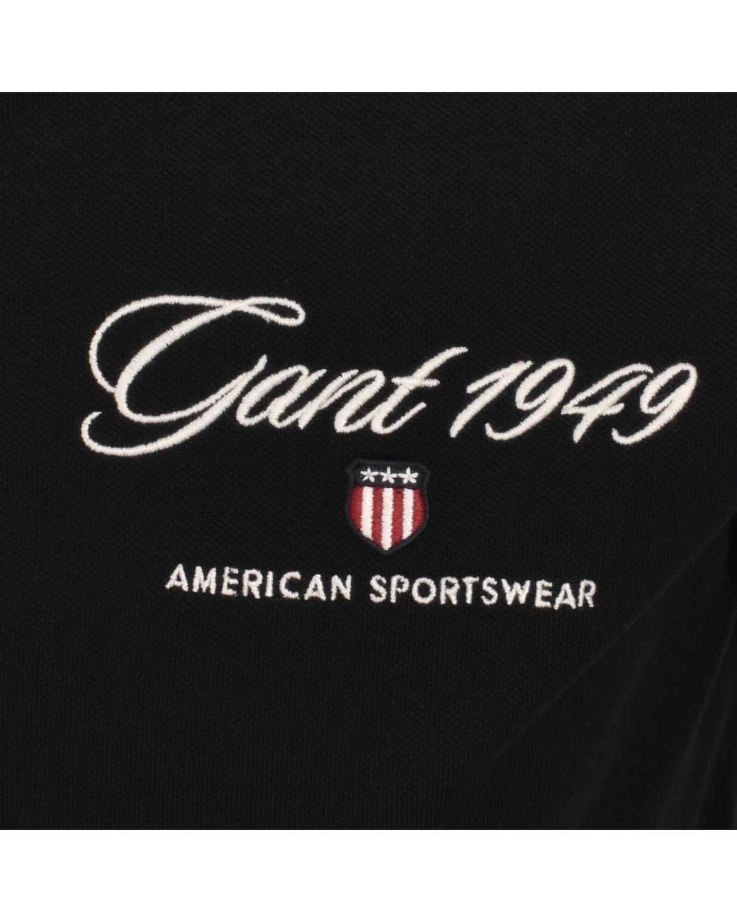 Gant Black Graphic Pique Polo T Shirt for men