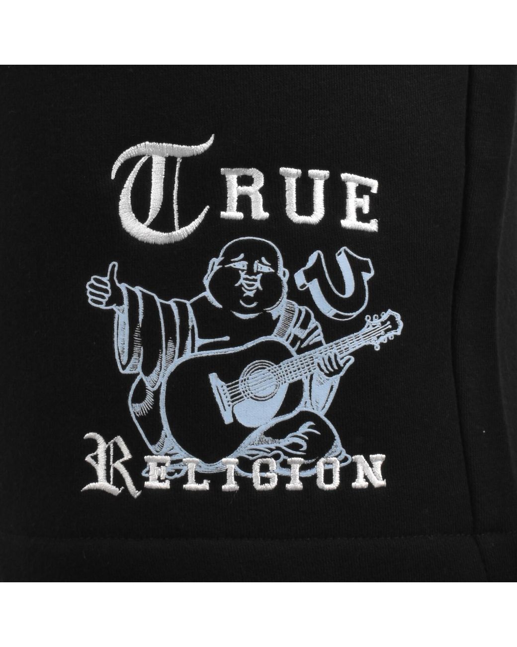 True Religion Black Logo Fleece Shorts for men