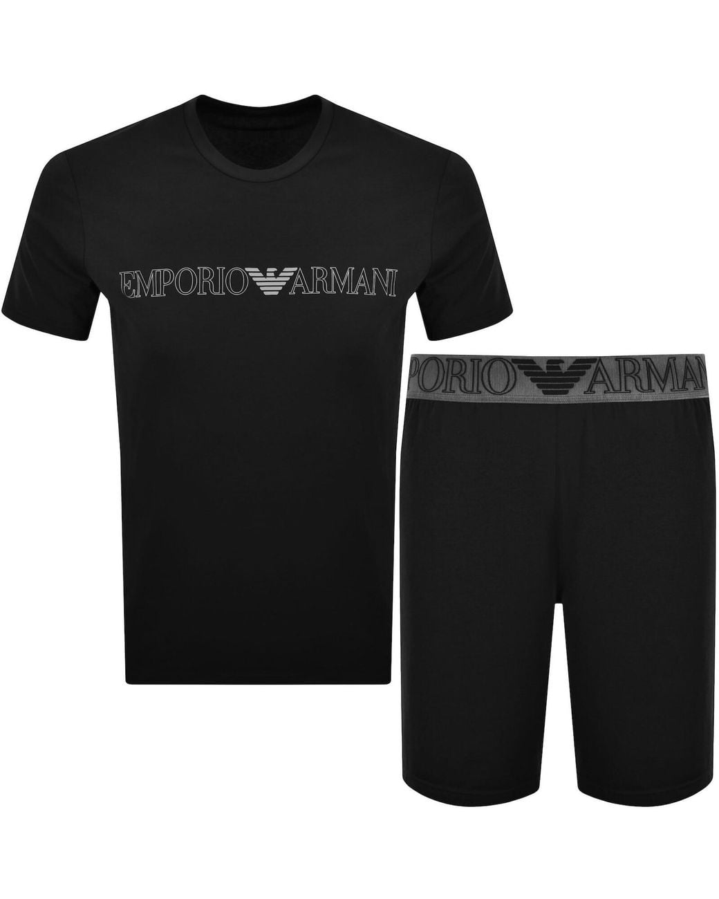 Armani Black Emporio Short Loungewear Set for men