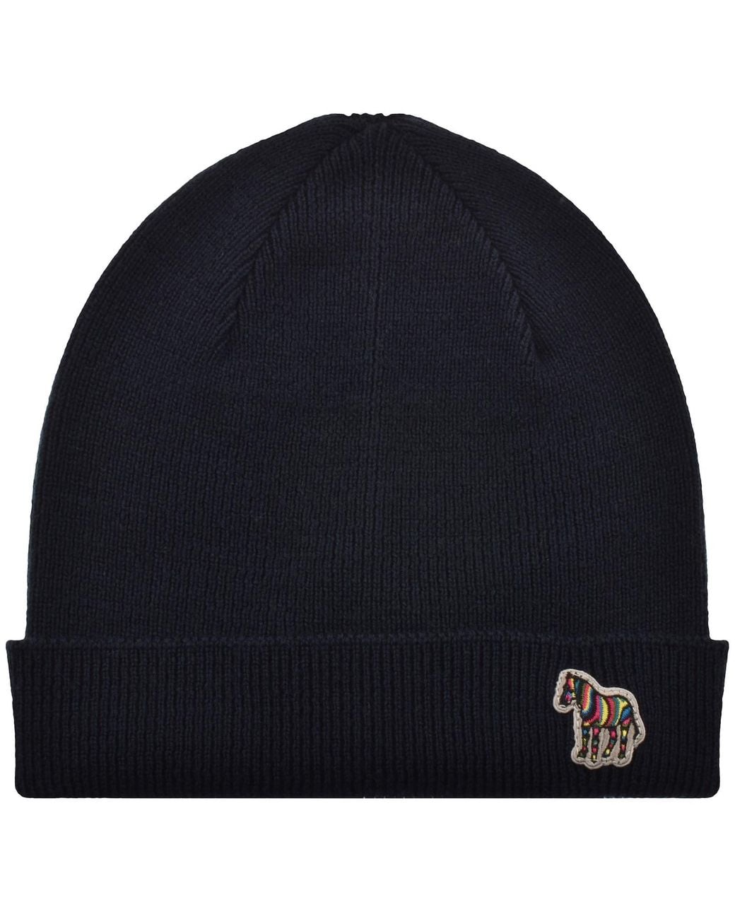 Paul Smith Blue Rib Zebra Wool Beanie Hat for men