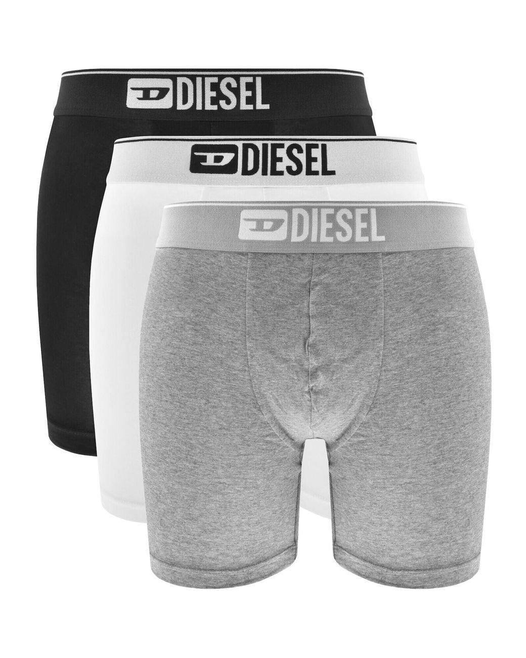 DIESEL Gray Underwear 3 Pack Long Boxer Shorts for men
