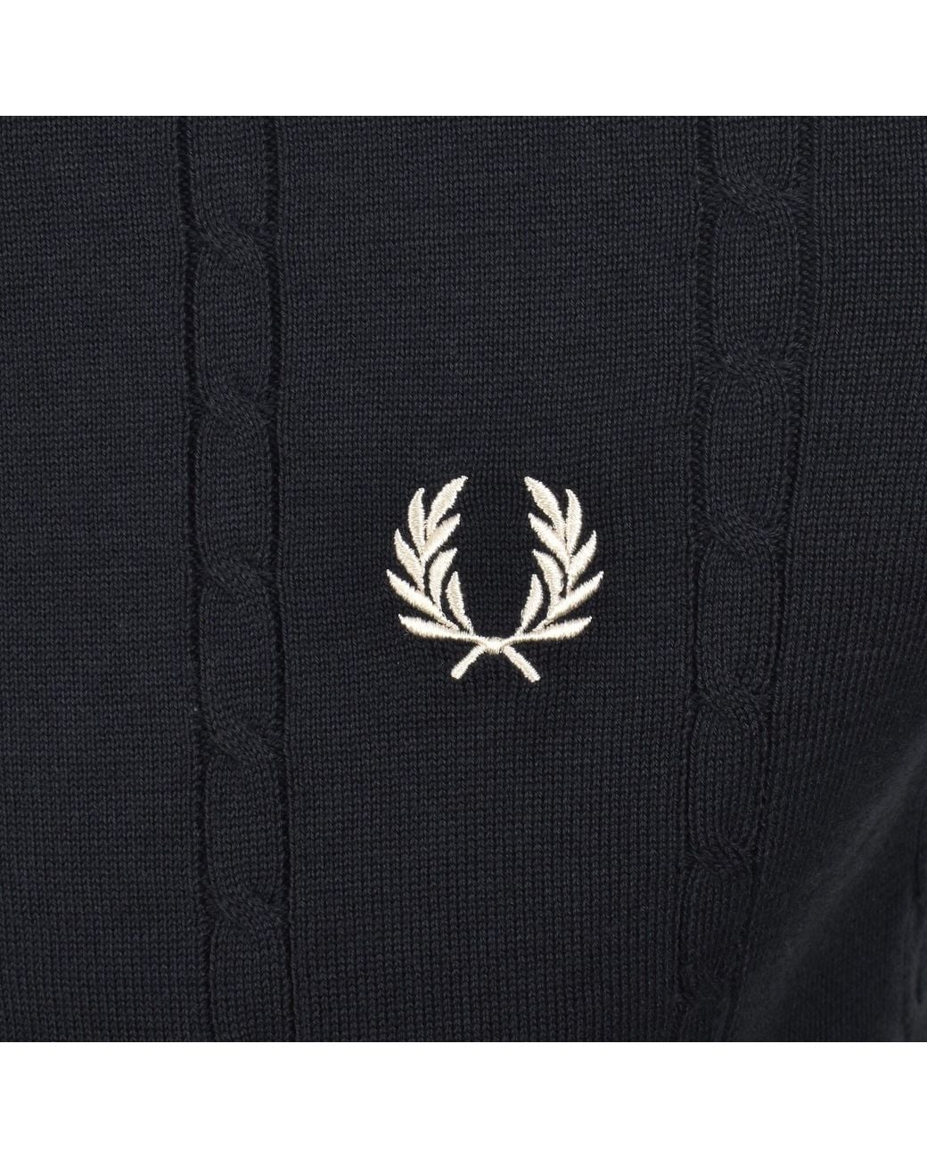 Fred Perry Black Cable Knit Polo Shirt for men