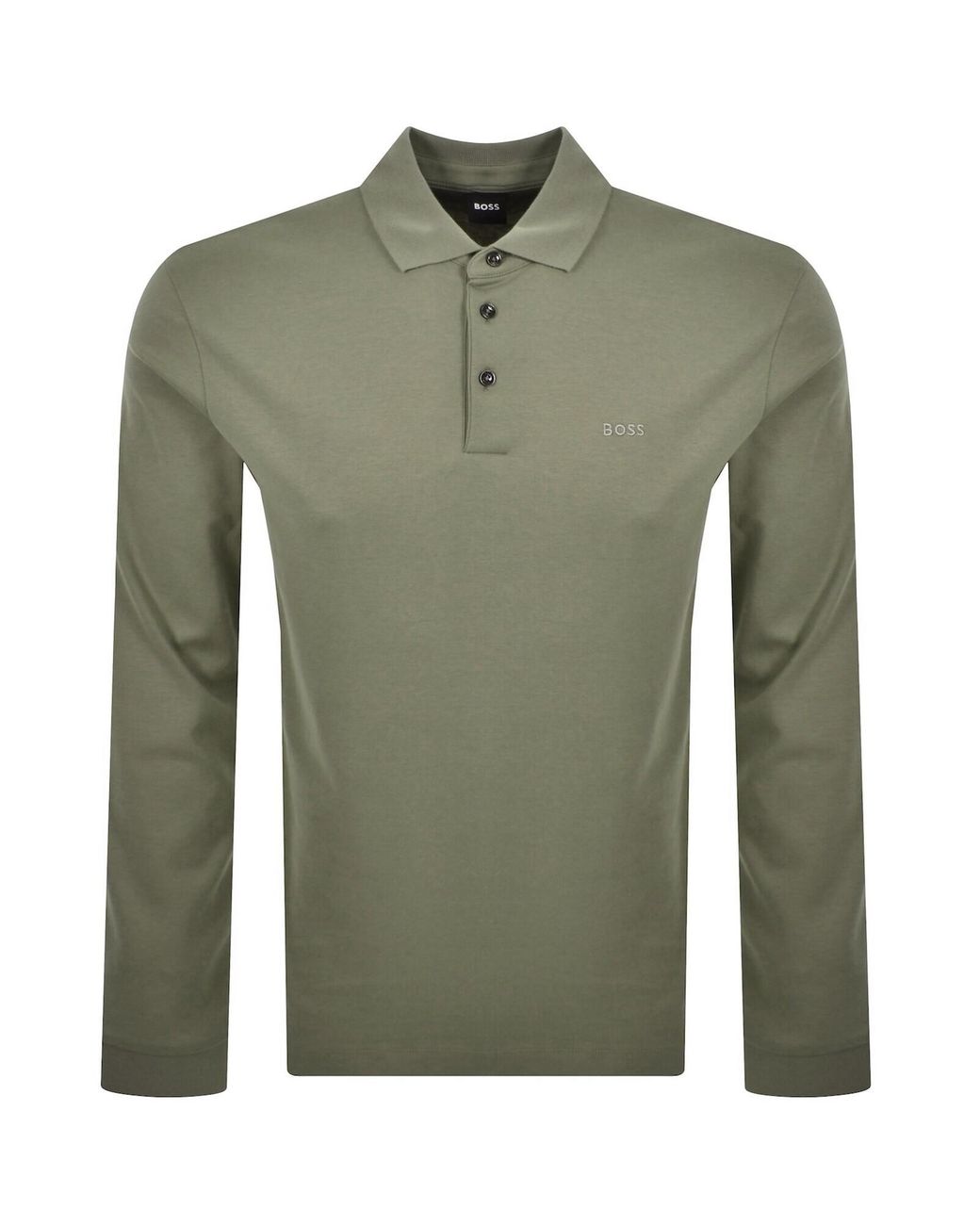 BOSS BUSINESS Green Boss Pado 30 Long Sleeved Polo T Shirt for men