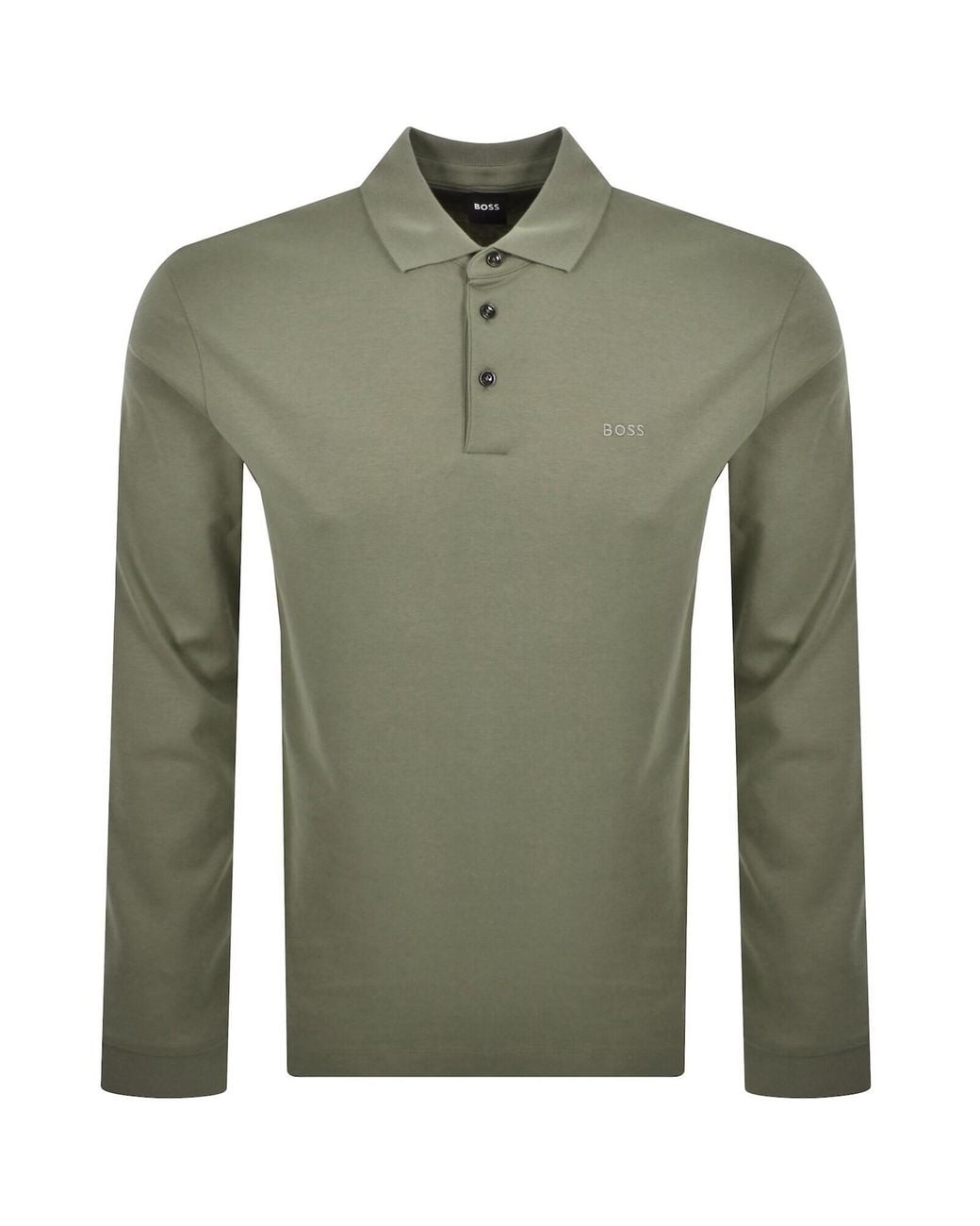 BOSS BUSINESS Green Boss Pado 30 Long Sleeved Polo T Shirt for men