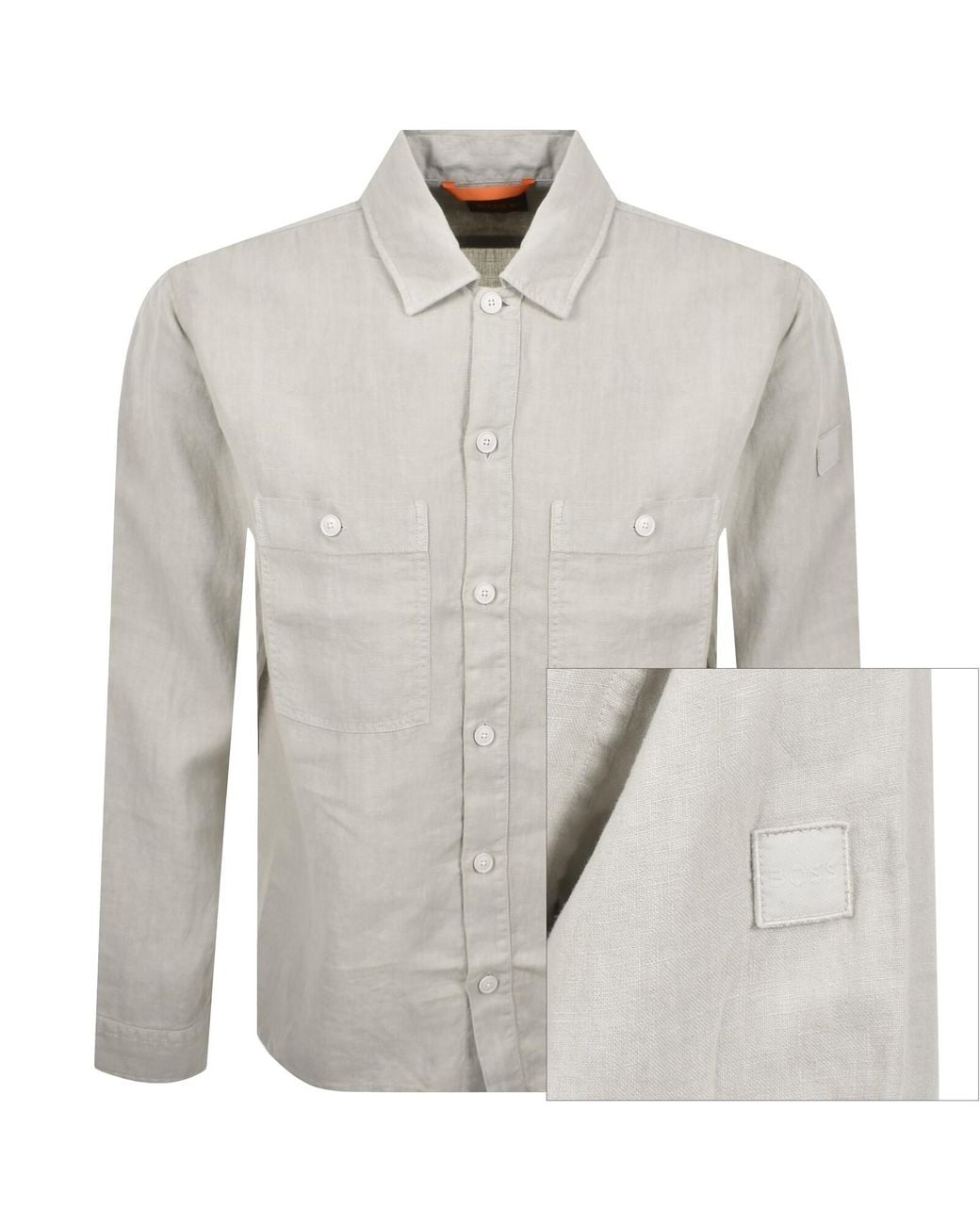 Boss Gray Boss Locky 2 Linen Overshirt for men
