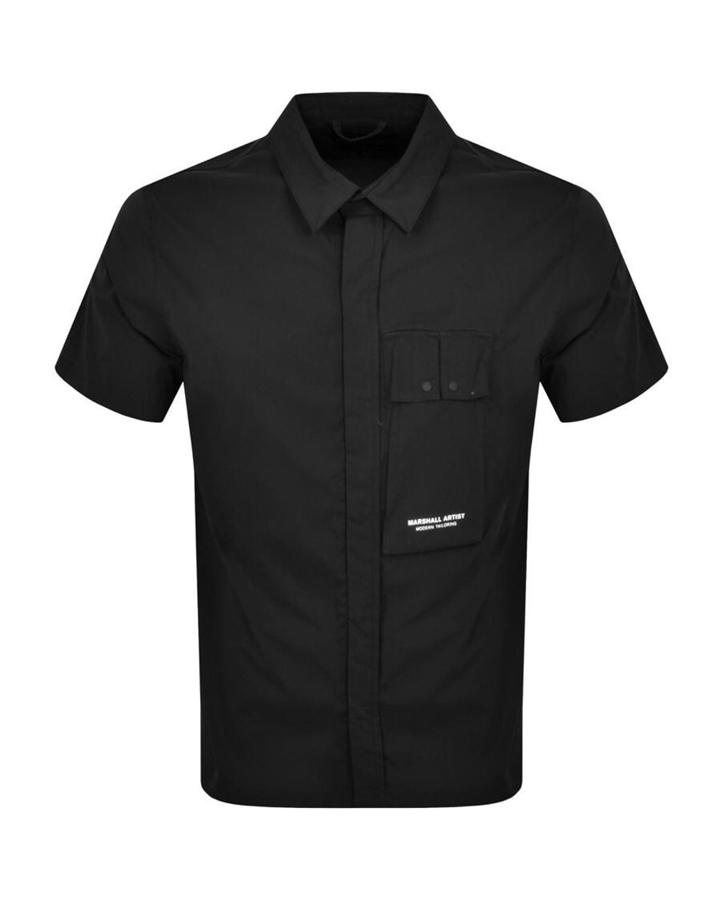Marshall Artist Black Gaberdine Short Sleeve Shirt for men