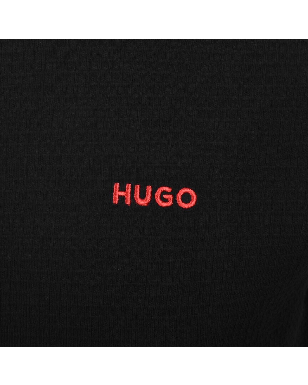 HUGO Black Austin Long Sleeved T Shirt for men