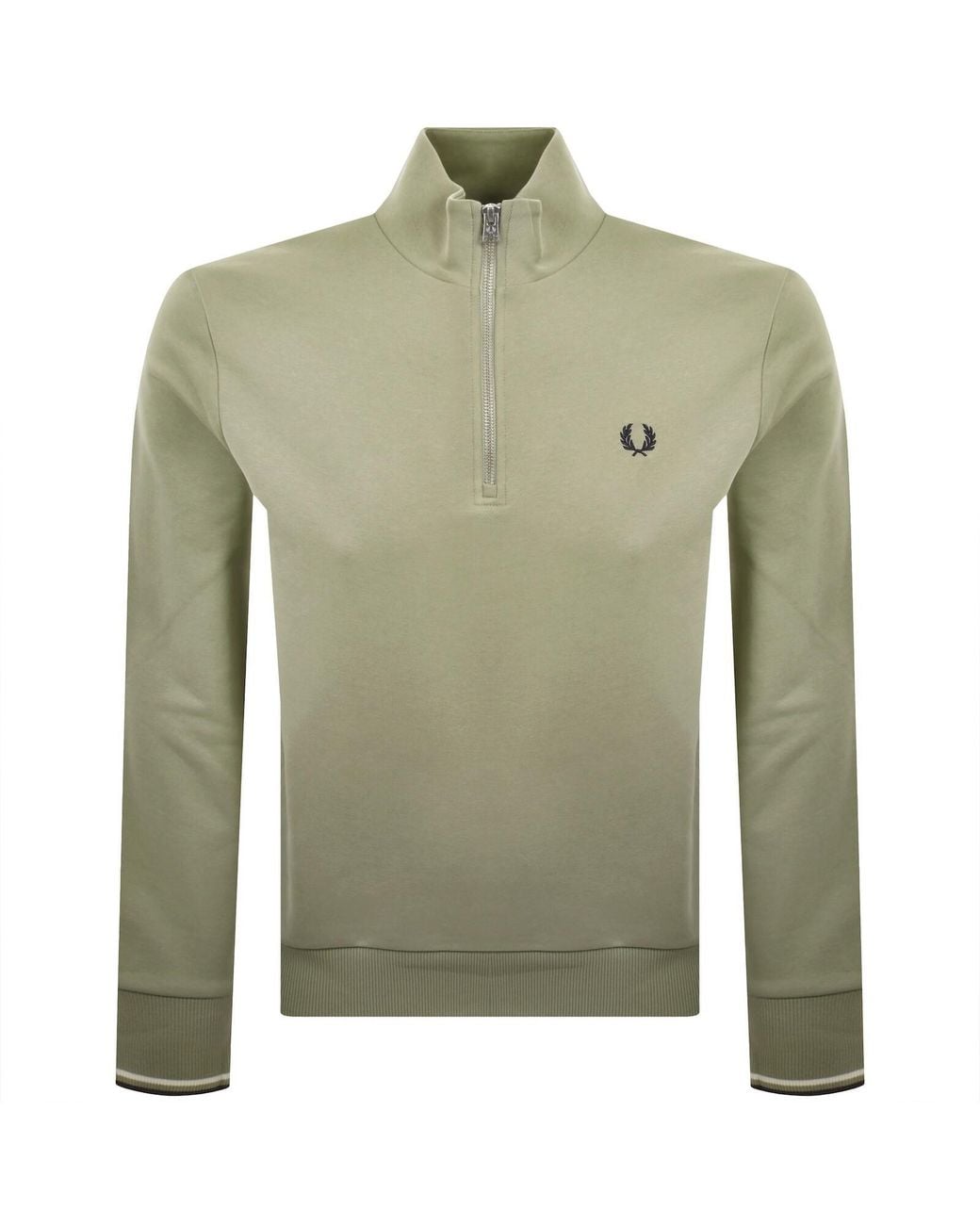 Fred Perry Green Half Zip Sweatshirt for men