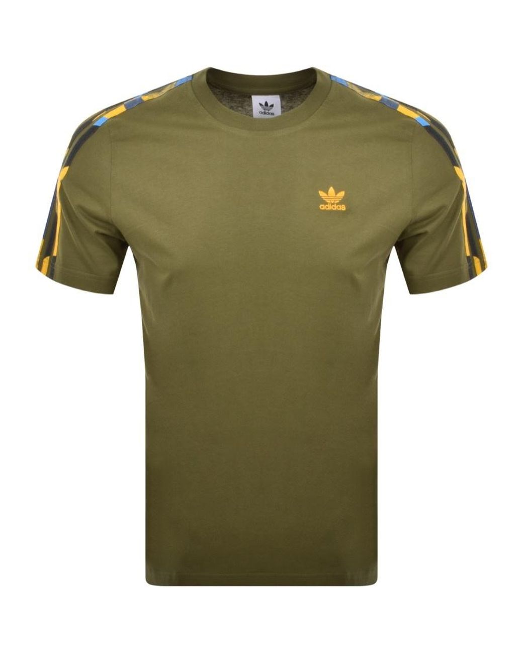 adidas Originals Cotton 3 Stripe T Shirt in Khaki (Green) for Men | Lyst
