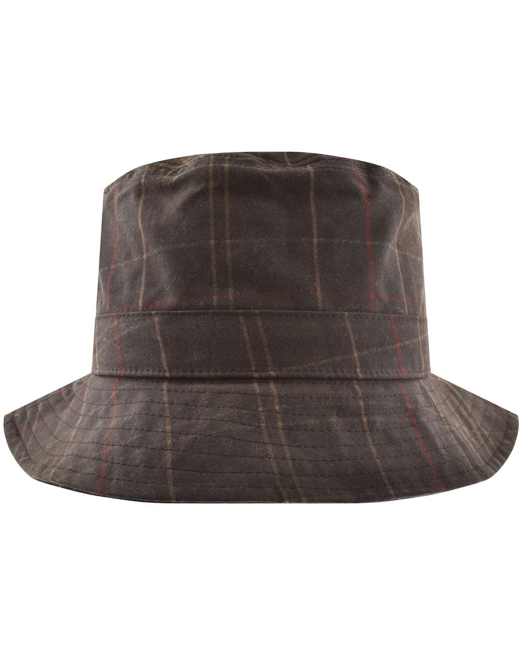 Barbour Brown Wax Bucket Hat Dress Tartan for men