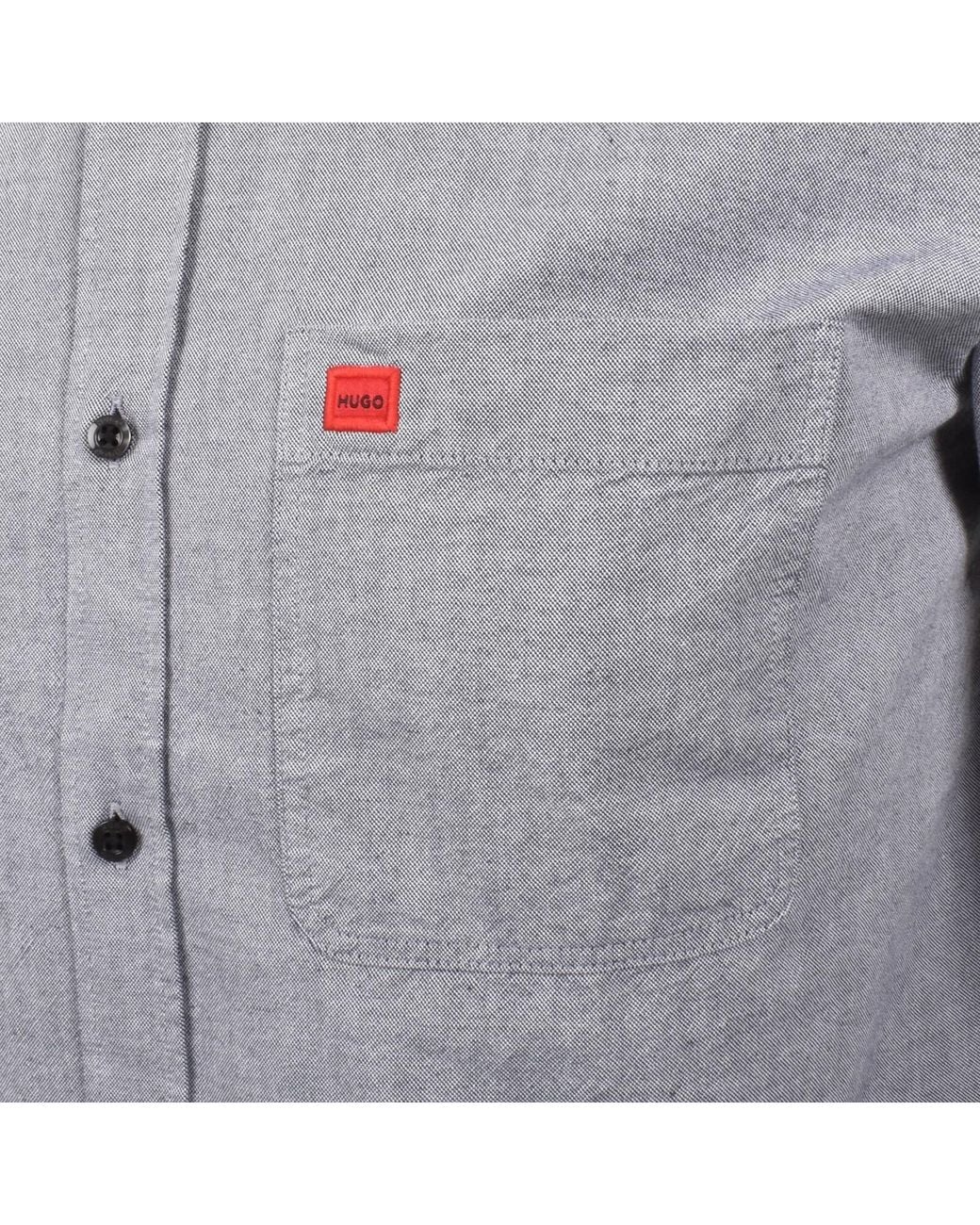HUGO Blue Long Sleeved Evito Shirt for men