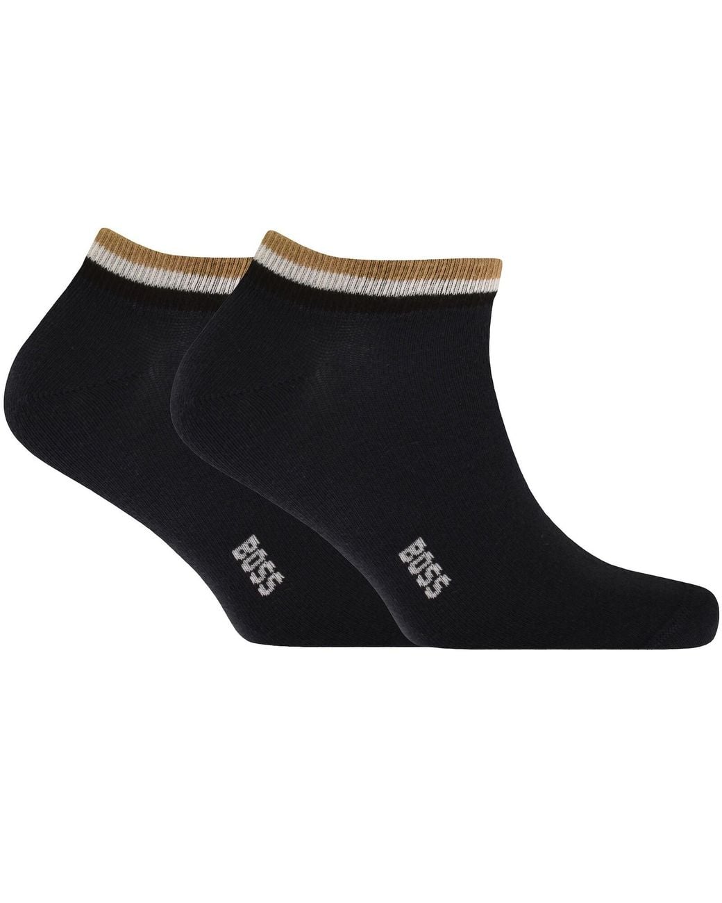 BOSS BUSINESS Black Boss 2 Pack Iconic Stripe Ankle Socks for men