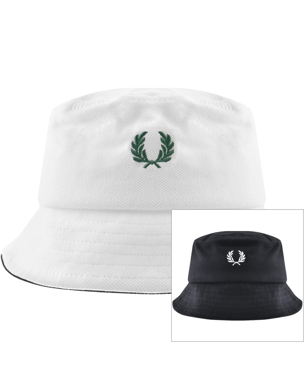 Fred Perry White Reversible Pique Bucket Hat for men