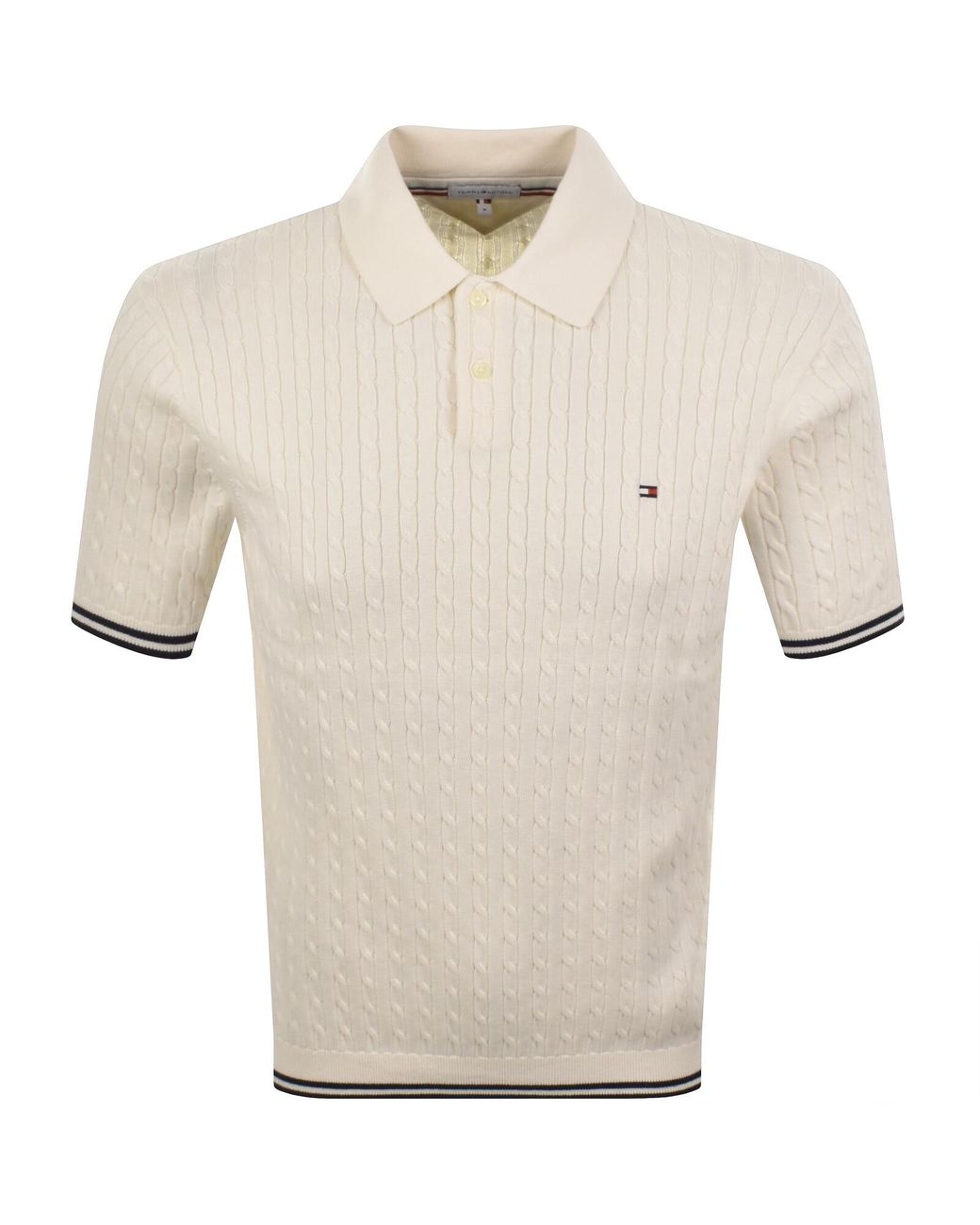 Tommy Hilfiger Natural Cable Knit Polo Ivory for men