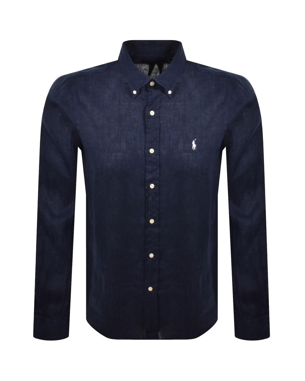 Ralph Lauren Blue Linen Long Sleeve Shirt for men