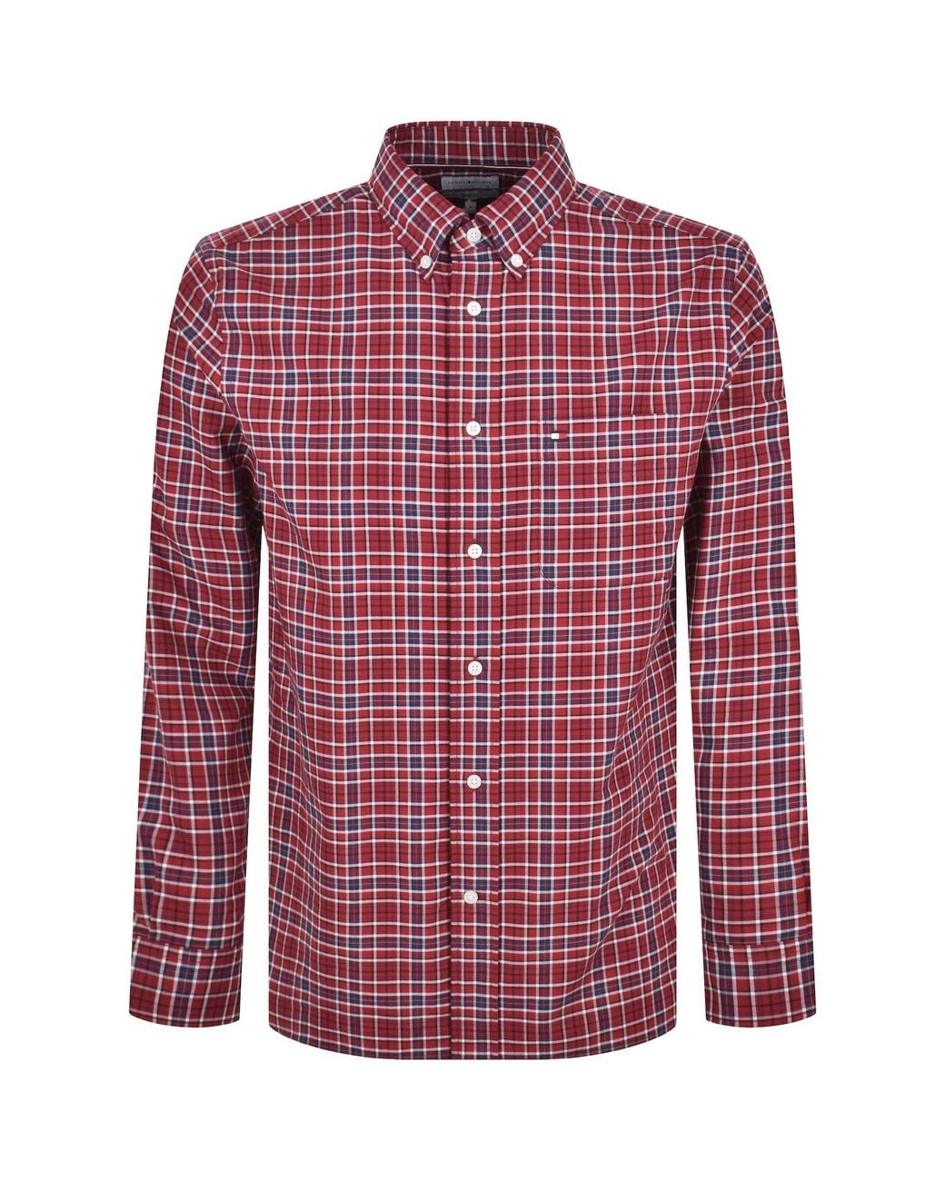 Tommy Hilfiger Red Long Sleeve Tartan Shirt for men