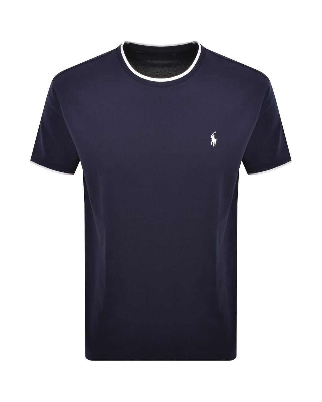 Ralph Lauren Blue Crew Neck Pique T Shirt for men