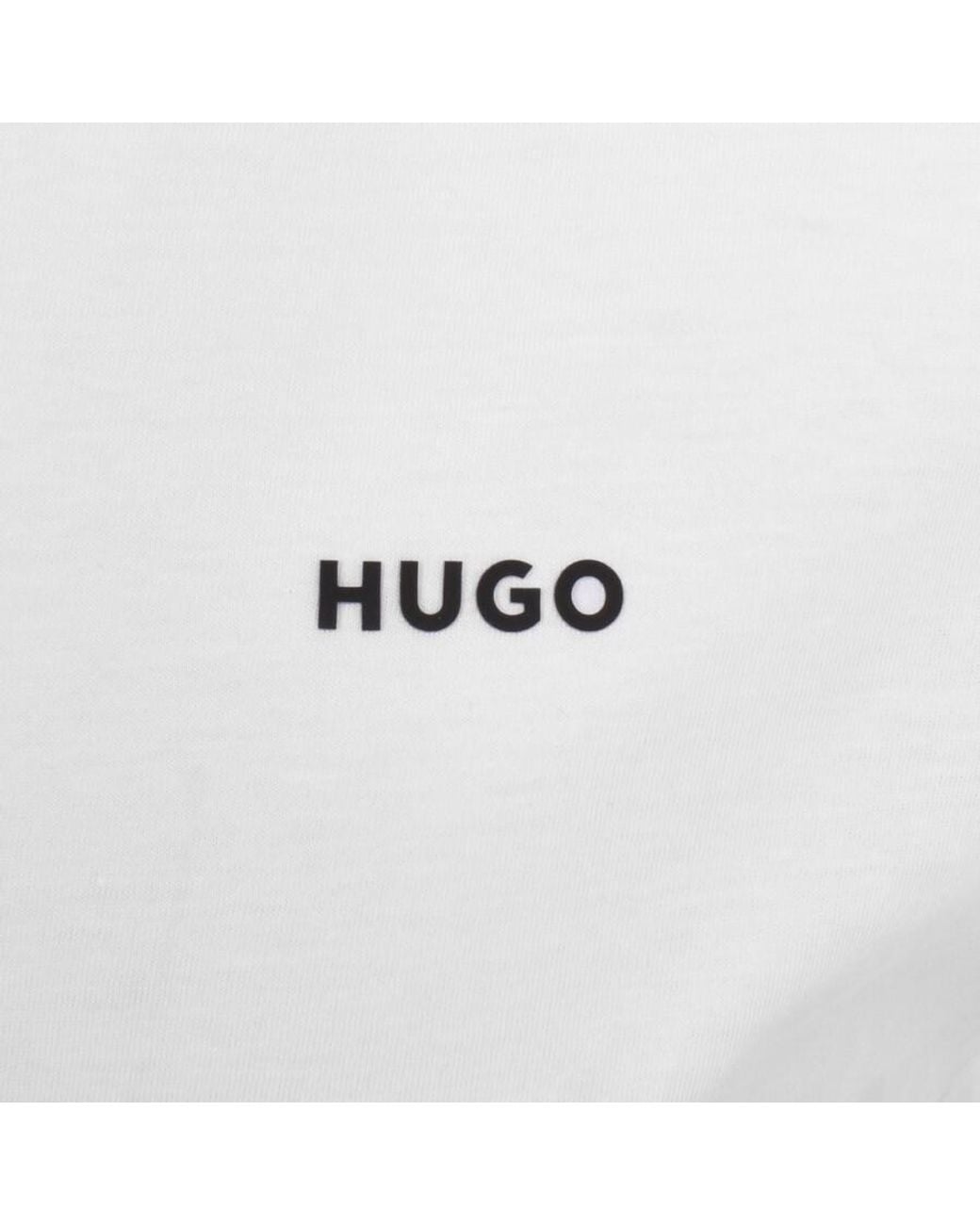 HUGO White Dero222 Crew Neck Short Sleeve T Shirt for men
