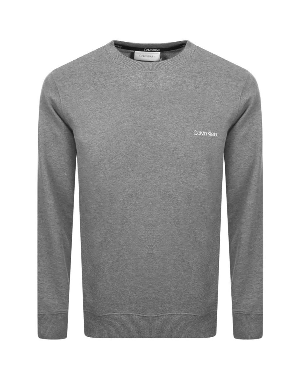 Calvin Klein Cotton Logo Crew Neck Sweatshirt in Grey (Gray) for Men - Lyst