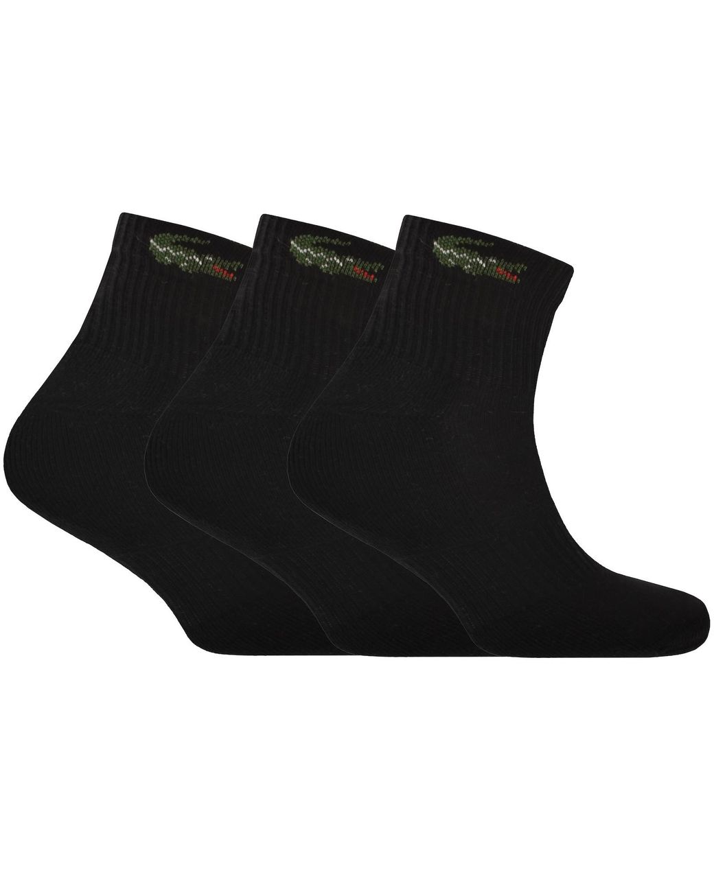 Lacoste Black 3 Pack Ankle Socks for men