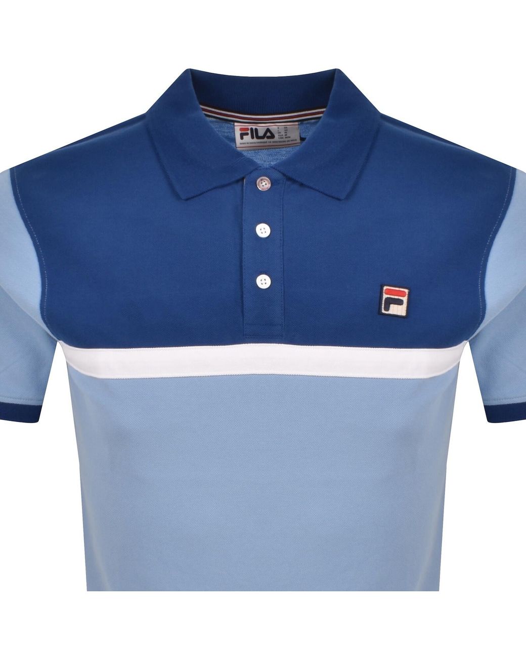 Fila Blue Fila Mattia Contrast Panel Polo T Shirt for men