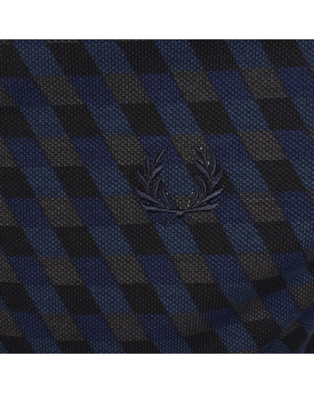 Fred Perry Blue Geometric Print Polo T Shirt for men