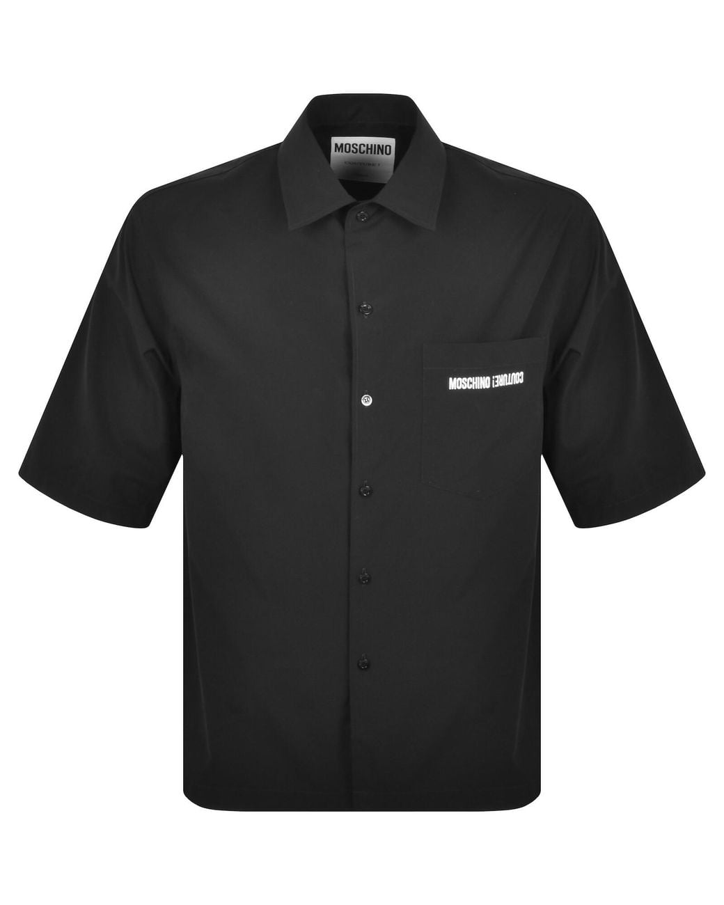 Moschino Black Short Sleeve Poplin Shirt for men