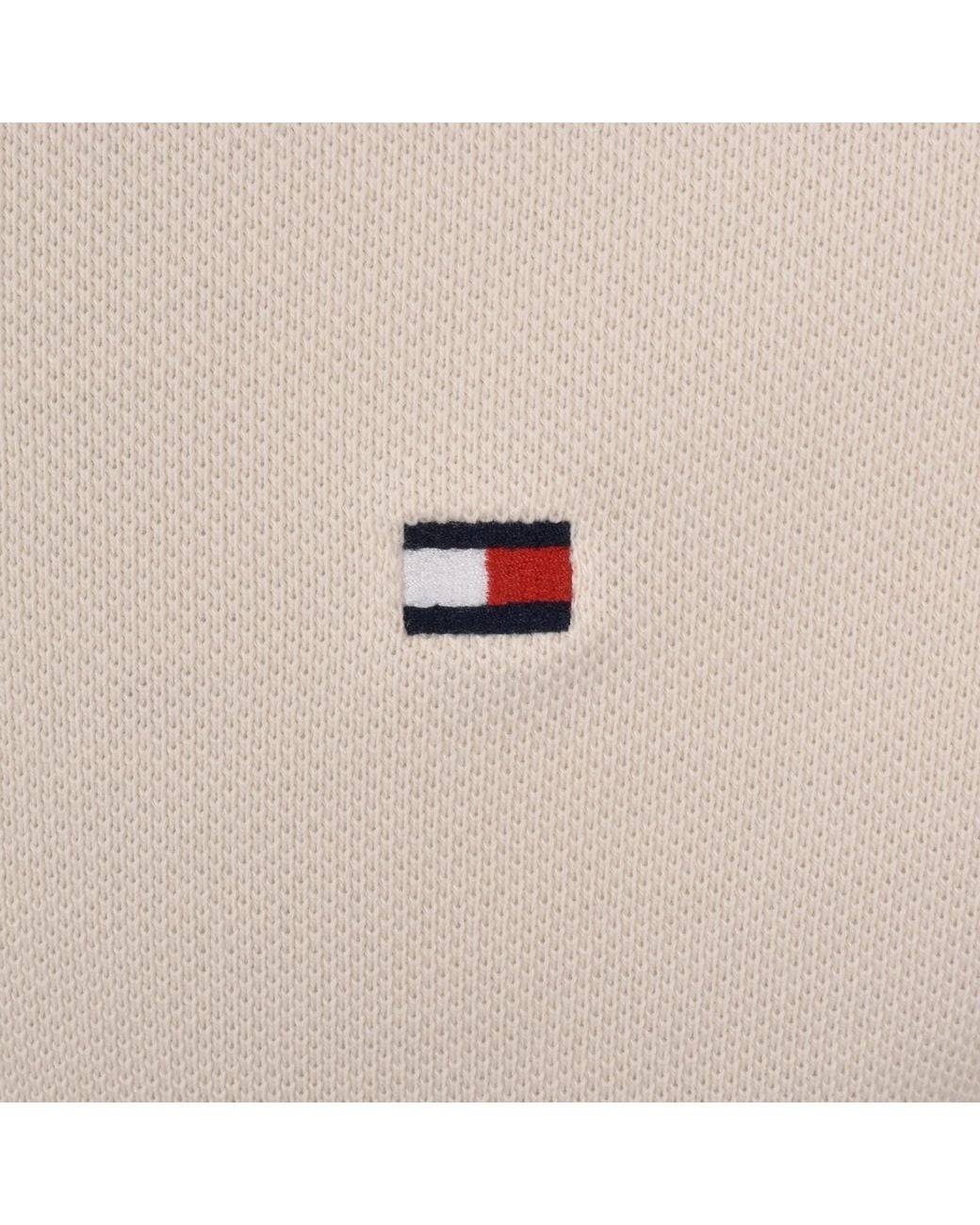 Tommy Hilfiger Natural Contrast Collar Polo T Shirt Ivory for men