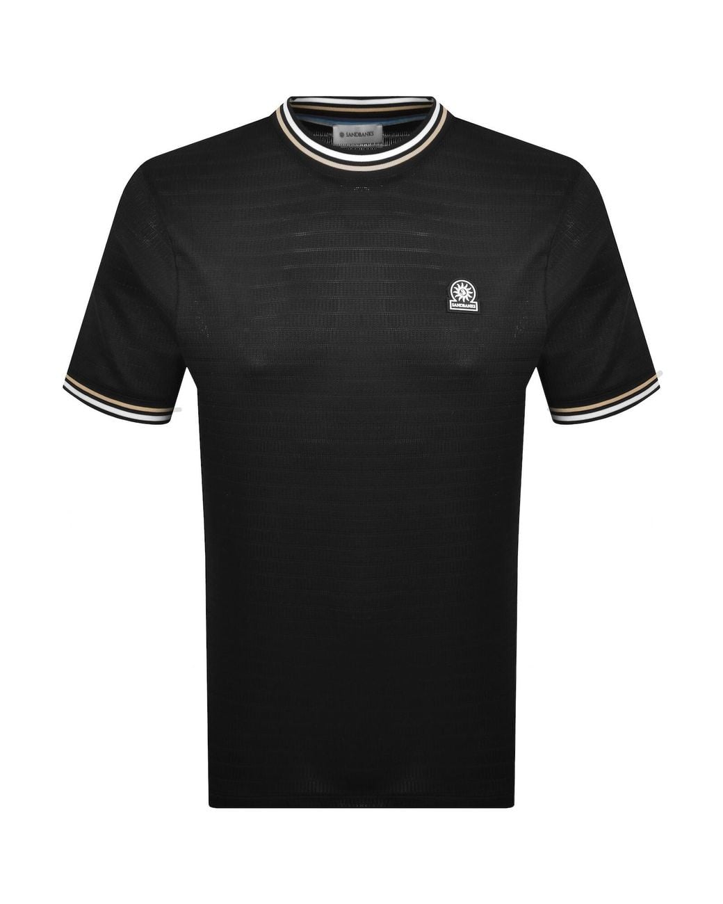 Sandbanks Black Textured Jacquard T Shirt for men