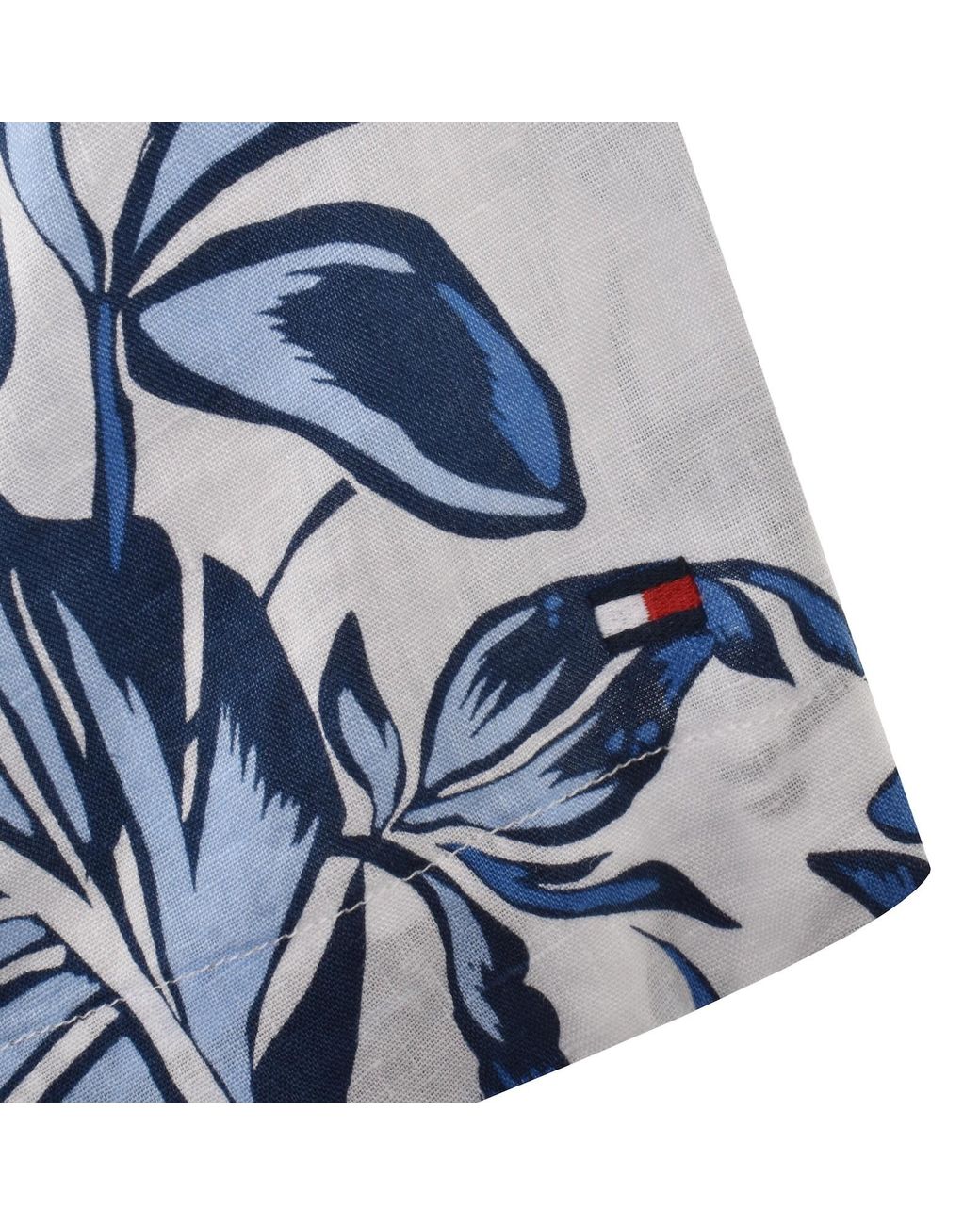 Tommy Hilfiger Blue Short Sleeved Linen Shirt for men