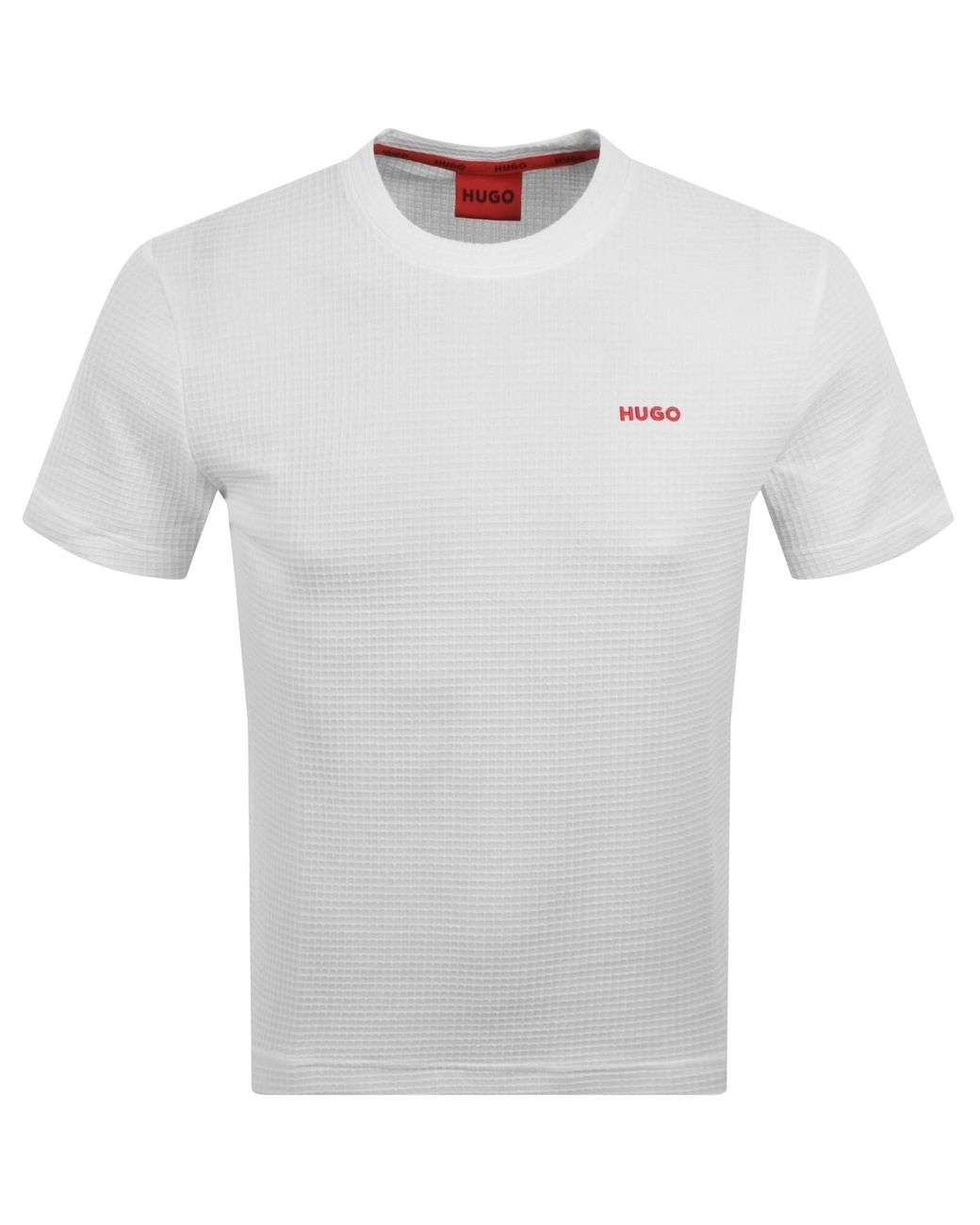 HUGO White Austin Waffle T Shirt for men