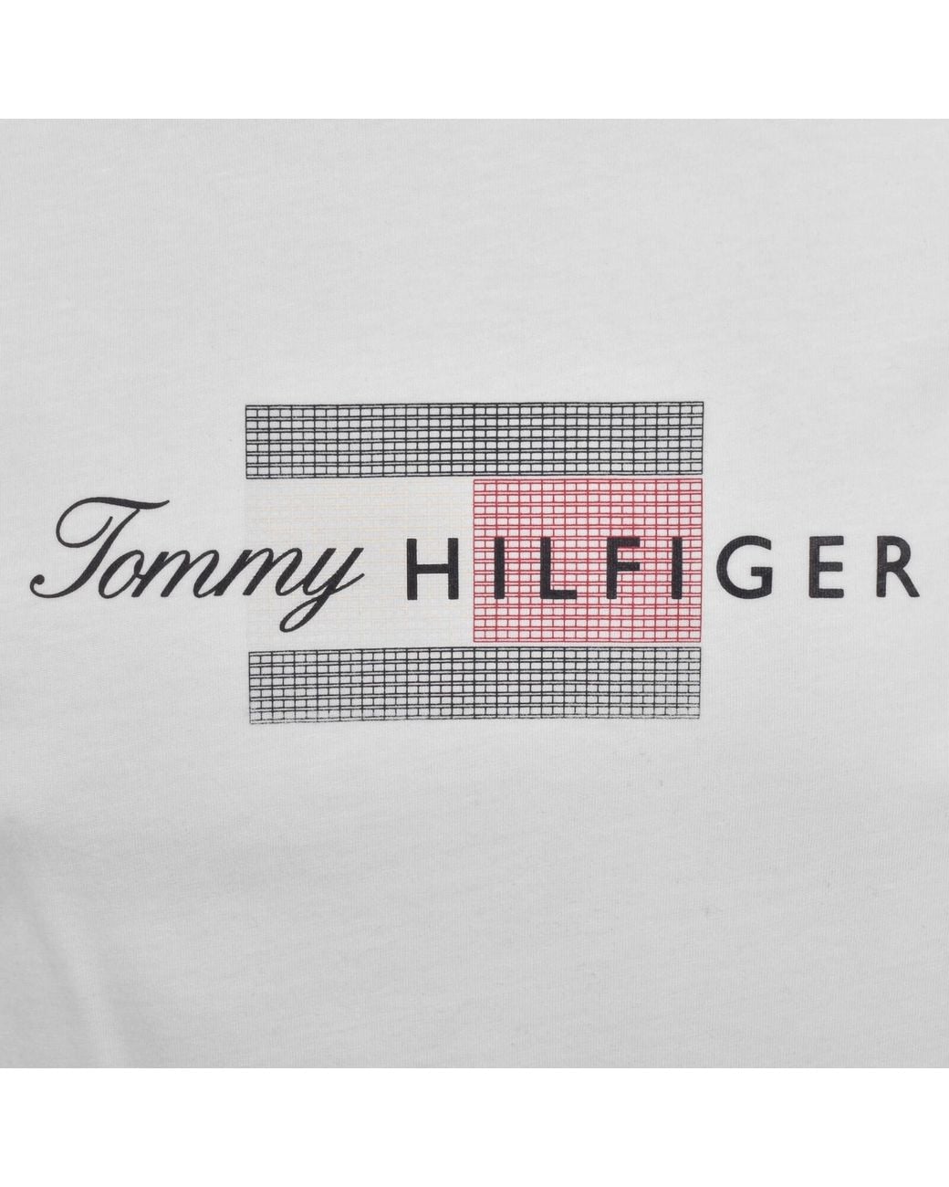 Tommy Hilfiger White Script Flag T Shirt for men