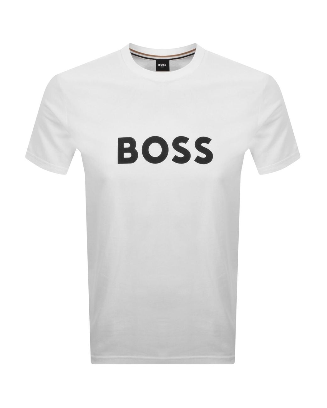 BOSS BUSINESS White Boss Beachwear Logo T Shirt for men