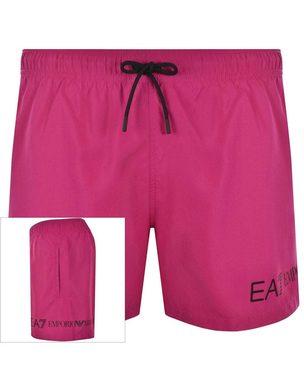 EA7 Pink Emporio Armani Logo Swim Shorts for men