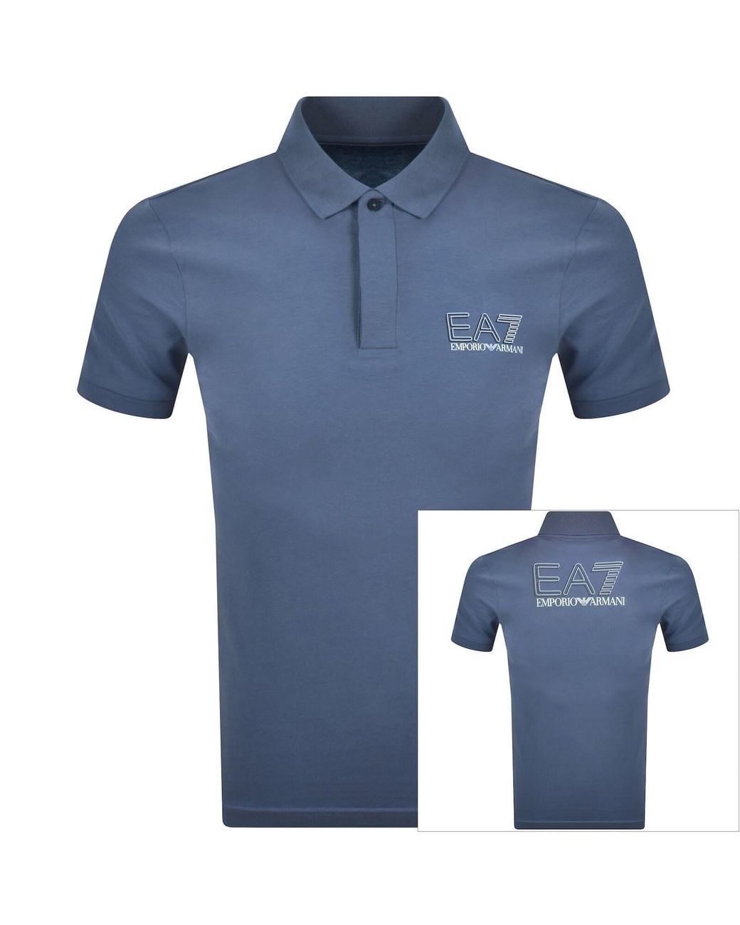 EA7 Blue Emporio Armani Polo T Shirt for men