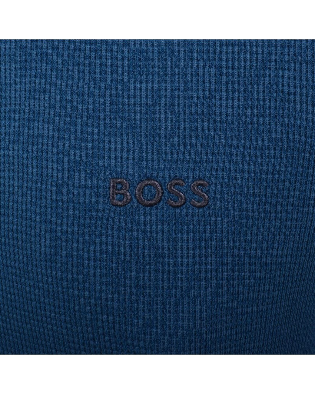 BOSS BUSINESS Blue Boss Waffle T Shirt for men