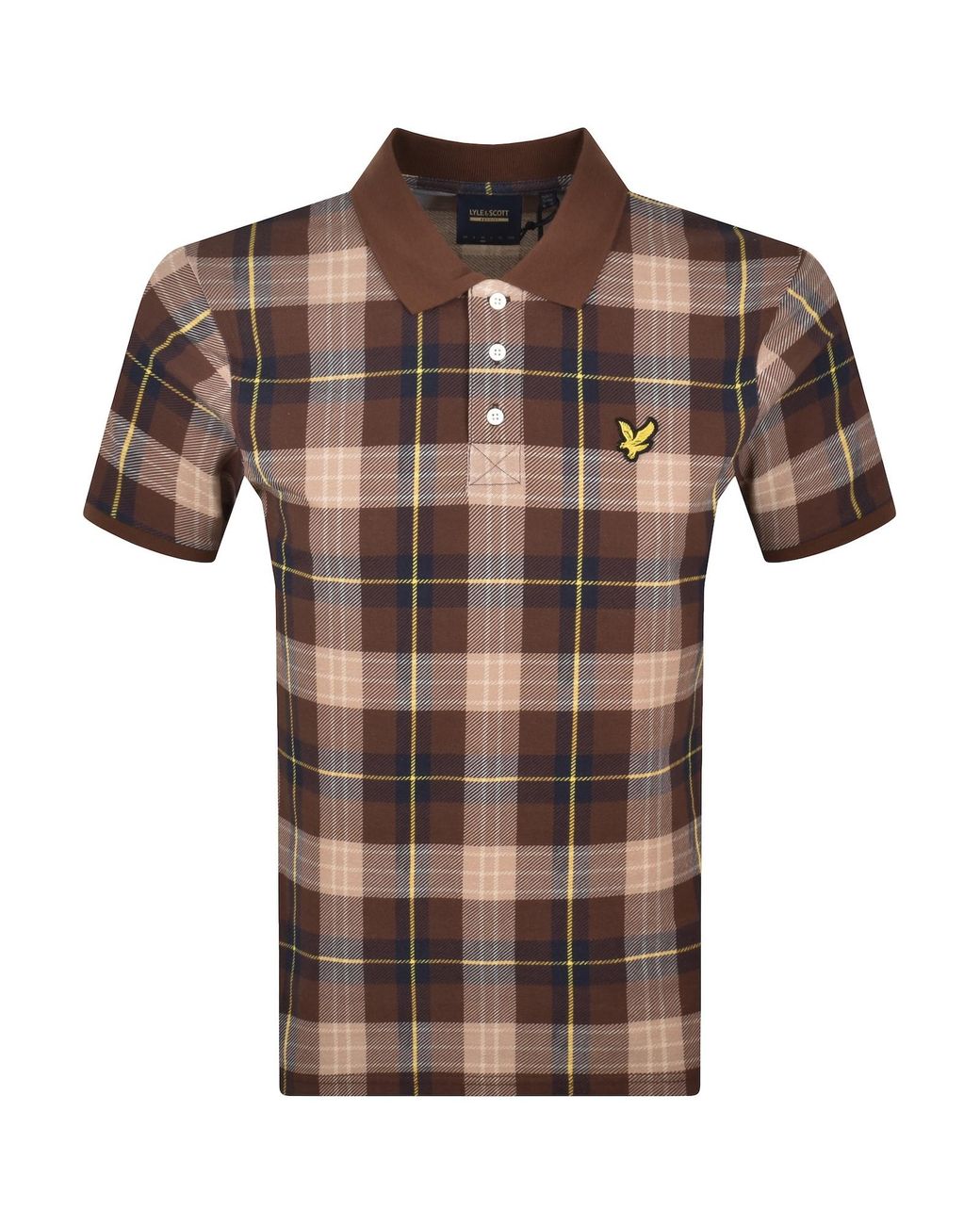Lyle & Scott Brown Archive Tartan Polo Shirt for men