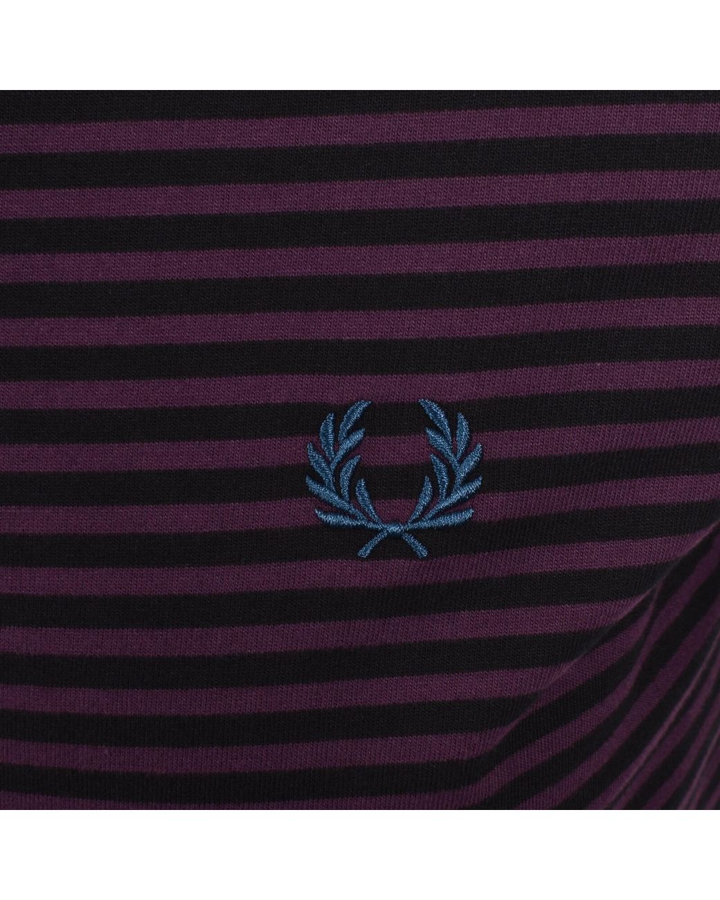 Fred Perry Purple Fine Stripe T Shirt for men