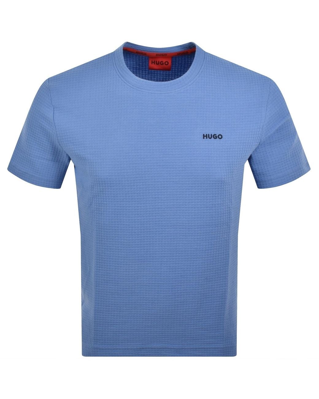 HUGO Blue Austin Waffle T Shirt for men