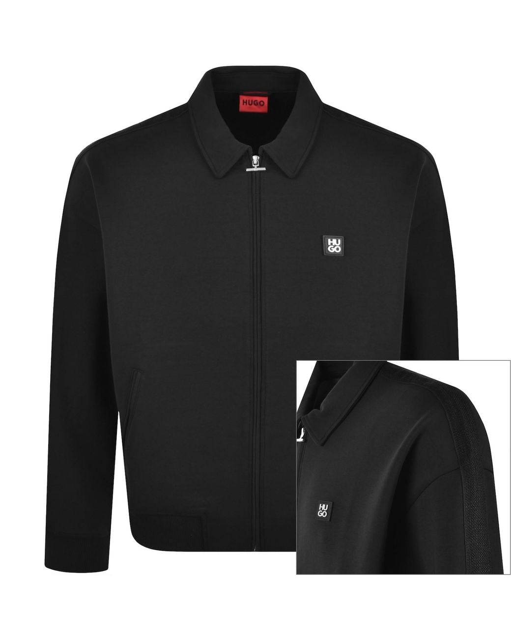 HUGO Black Dery Full Zip Sweatshirt for men