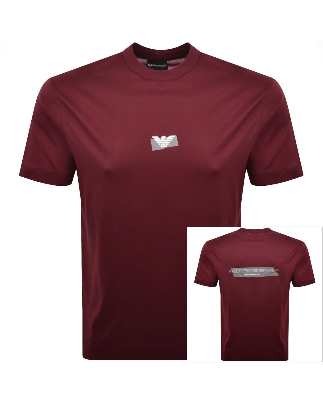Armani Red Emporio Logo T Shirt Merlot for men