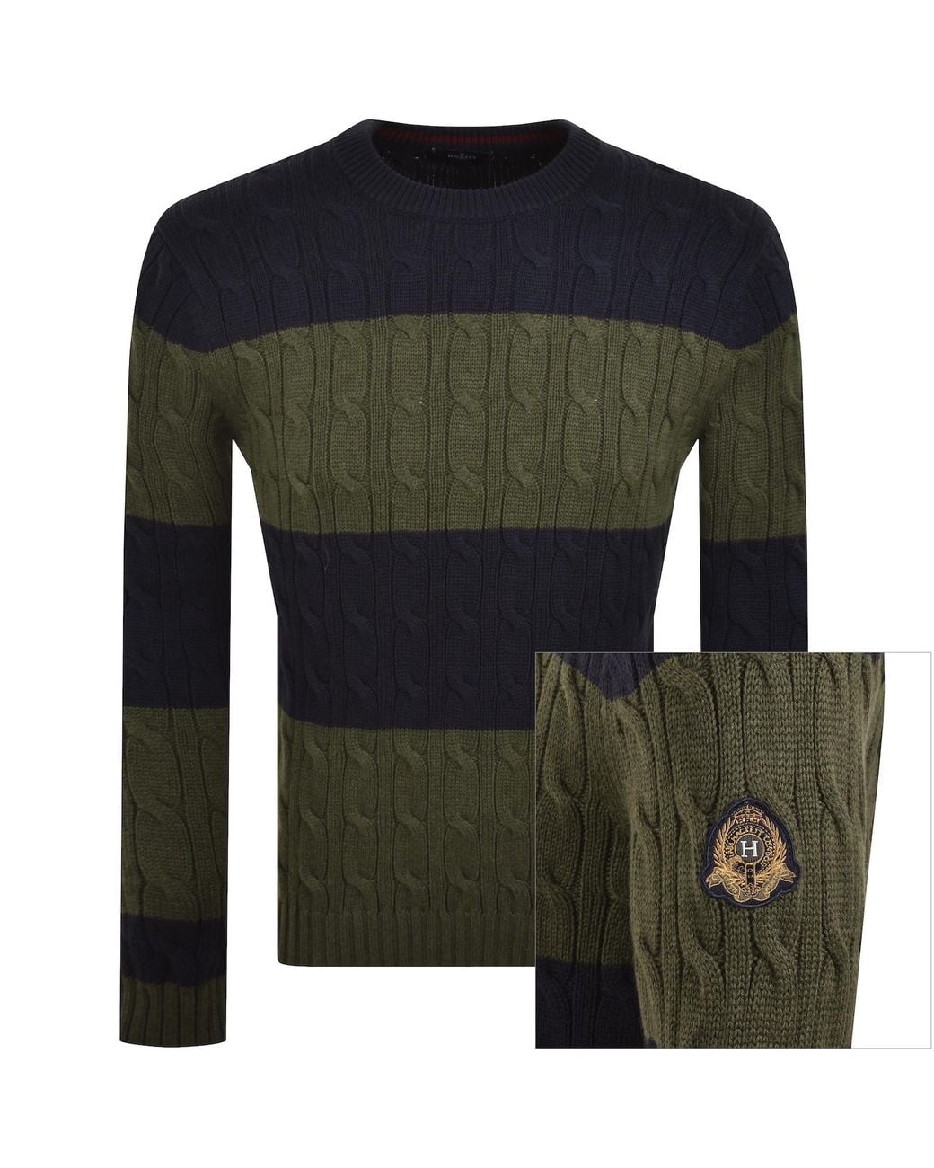 Hackett Green Heritage Cable Knit Jumper for men