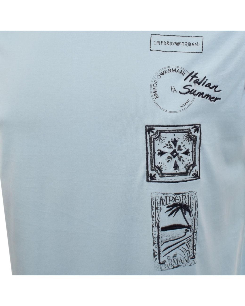 Armani Blue Emporio Logo T Shirt Cashmere for men