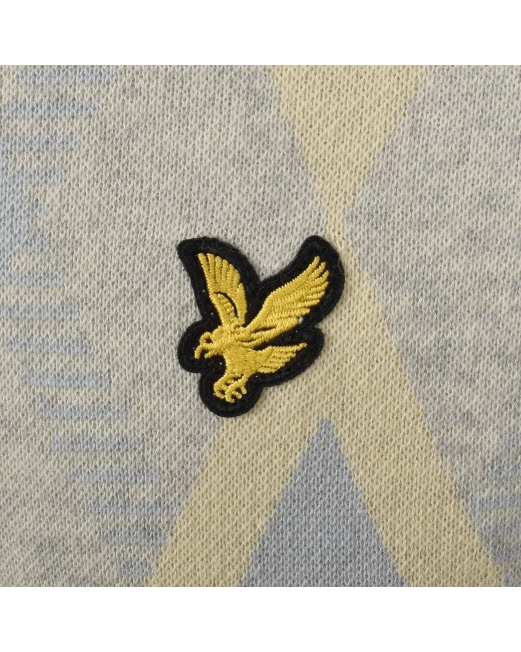 Lyle & Scott Gray Argyle Knit Polo for men